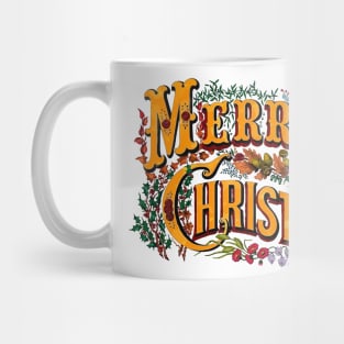 Vintage Style Merry Christmas Holiday Greeting Vector Art Mug